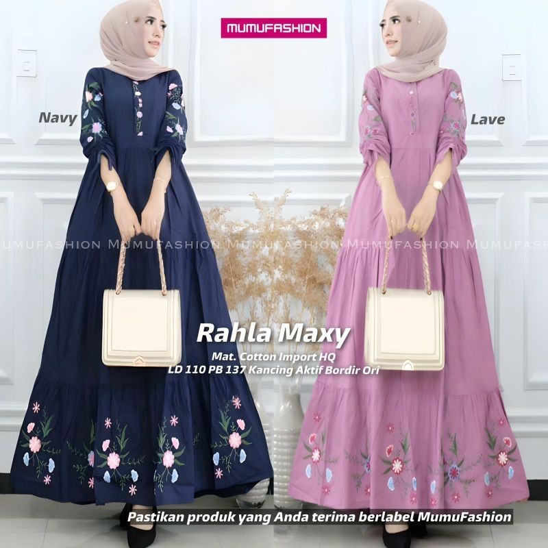 MUFASH - Gamis Katun Bordir Premium Rahma Maxy / Rahla Maxy by Mumu Fashion