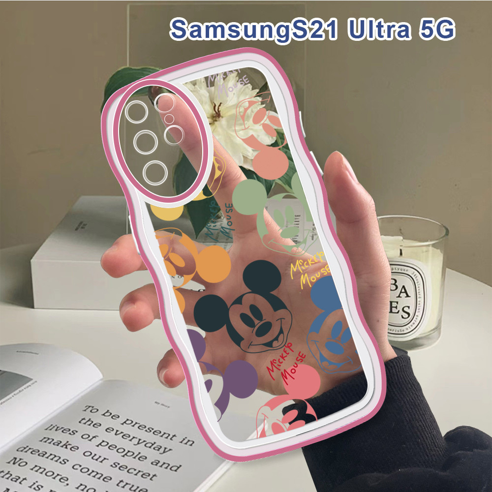 (Wave Case) Untuk Samsung Galaxy S20 S21 FE 5G S20 Plus S21 Ultra S21 5G Casing Cartoon Mickey Cover