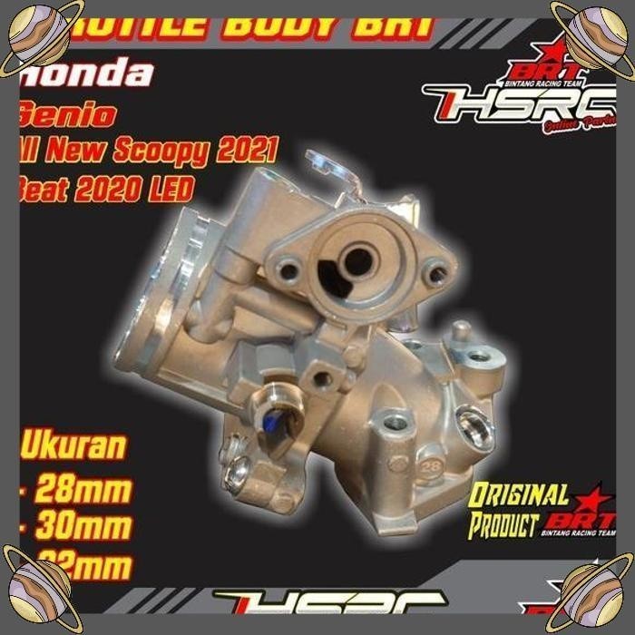[HSR] THROTTLE BODY RACING BRT HONDA GENIO BEAT 2020 DELUXE LED ALL NEW SCOOPY FI 28 30 32 MM TB KAR