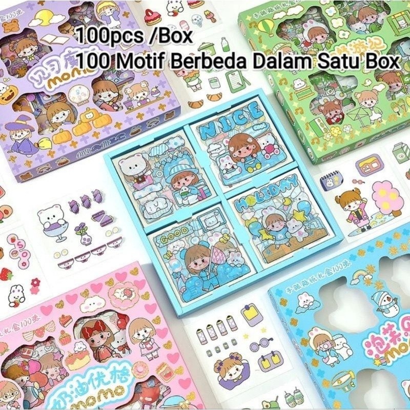 

100 Lembar Sticker Momo Stiker Motif Kartun Korea Lucu Anti Air Dekorasi Handbook Scrapbook DIY BISA COD