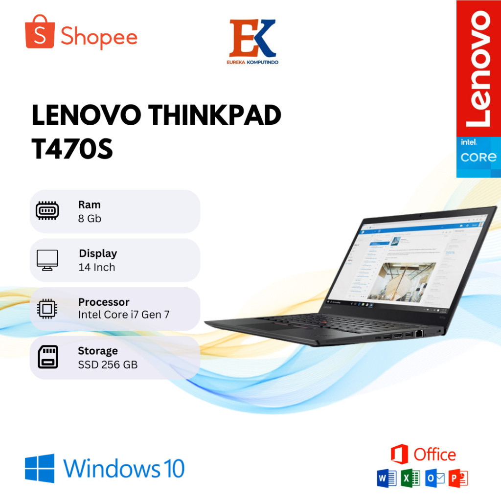 Laptop Lenovo Thinkpad T470s Core i7 GEN 7 | RAM 8 GB | SSD 256 GB | Second Like New Bergaransi