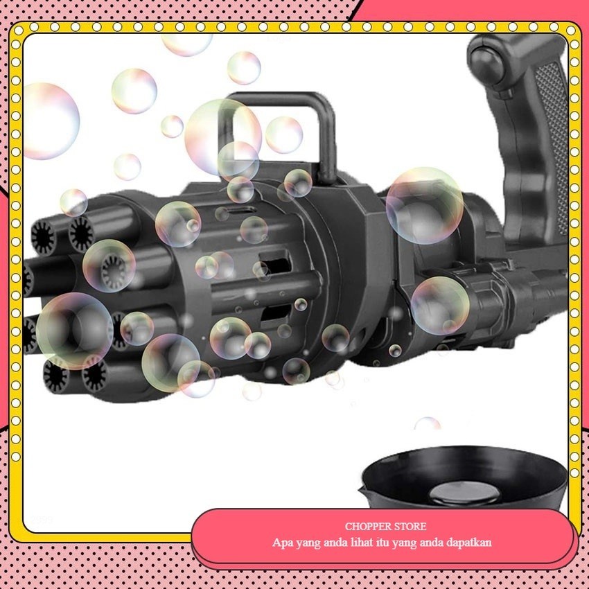 COD Mainan Anak Tembakan Pistol Balon Gelembung Busa Elektrik Machine Gatling Bubble Gun
