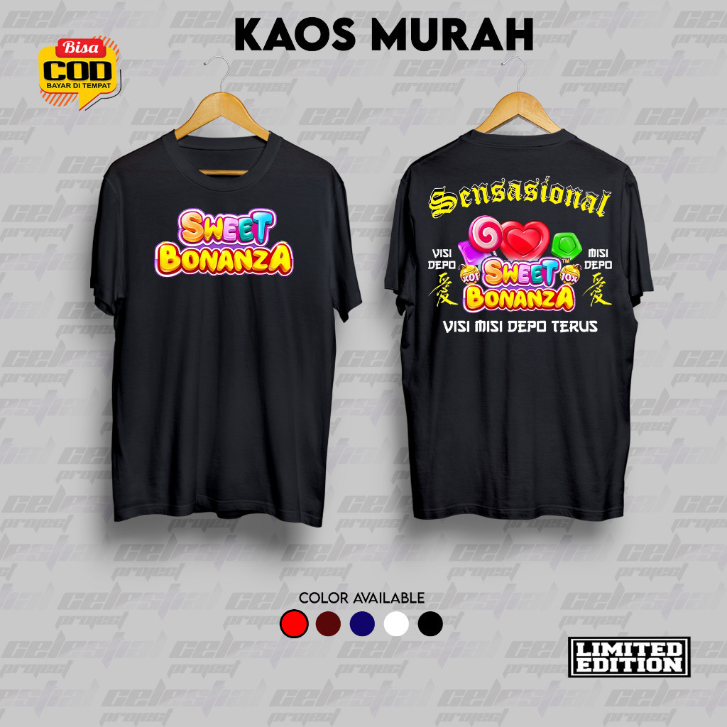 Tshirt Baju Kaos Distro Pragmatic Play Sweet Bonanza/ Kaos Game Slot DTF Baju Game Slot Pragmatic Pl