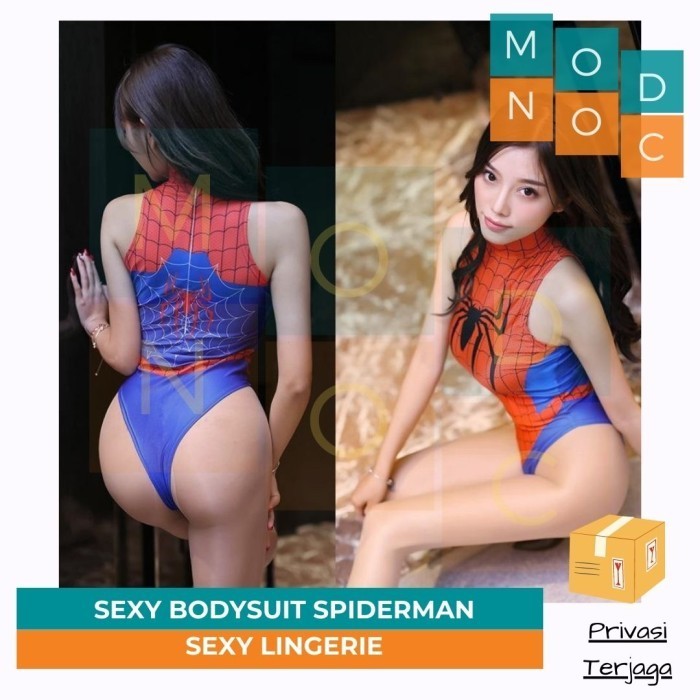 Sexy Lingerie Cosplay Bodysuit Superhero Spiderman - Baju Dinas Malam