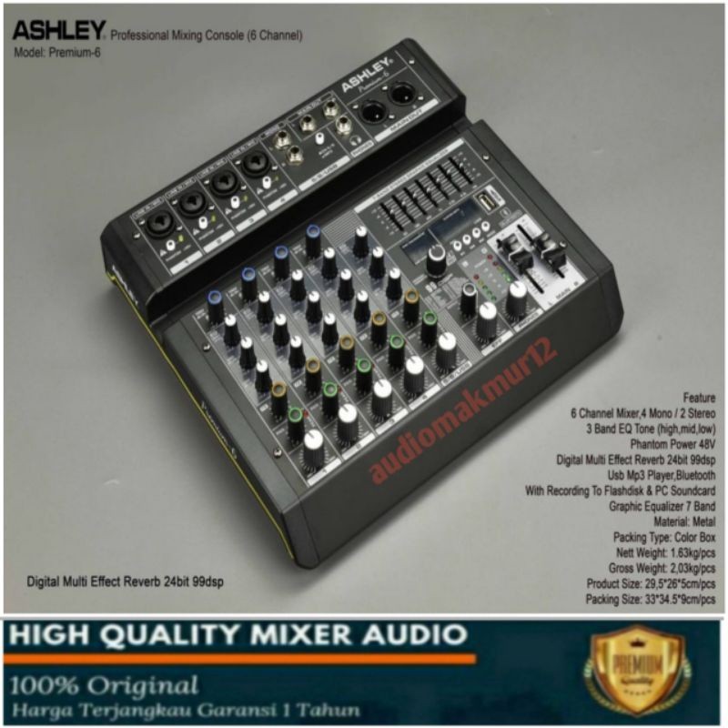 mixer Ashley premium 6 original mixer live streaming Ashley effect reverb 16 dsp