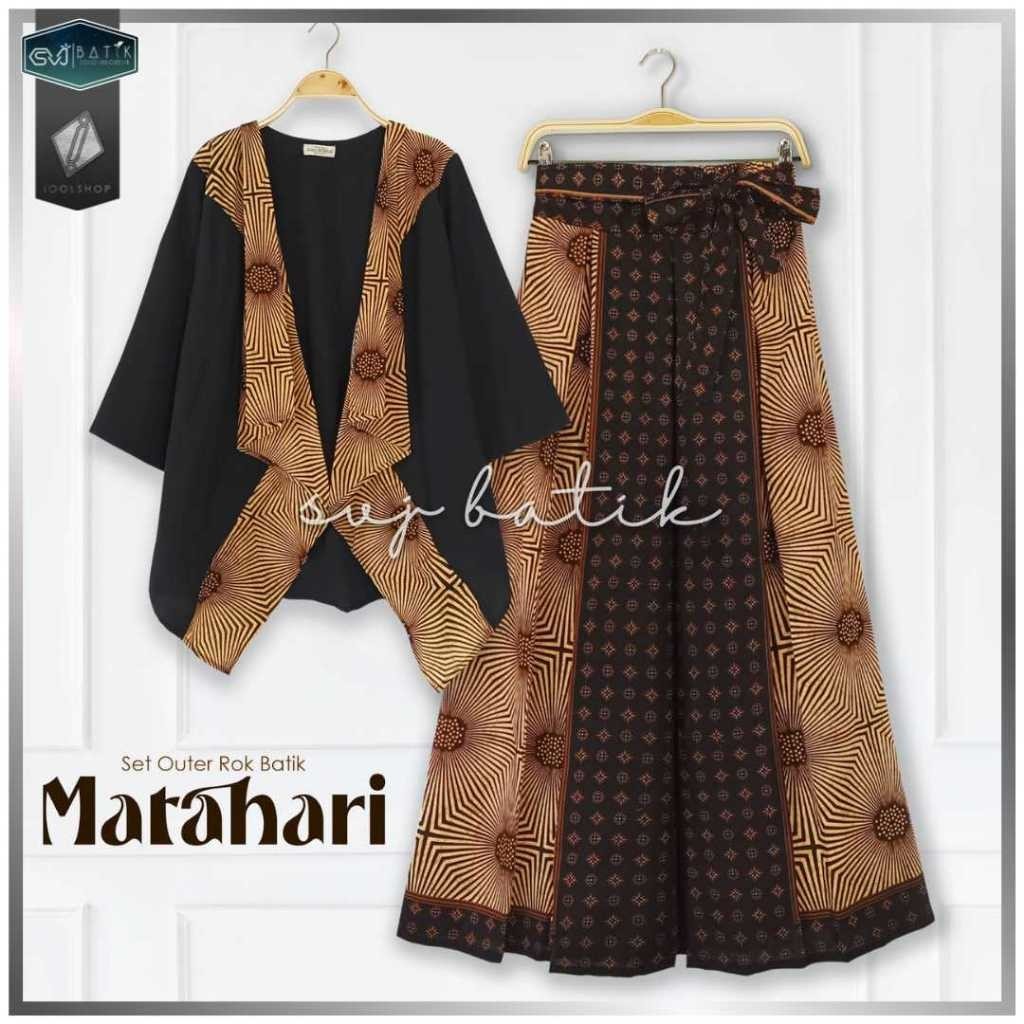 GLAMOURE - [ORI SVJ] SETELAN BATIK TERBARU REMAJA WANITA ROK OUTER MATAHARI SET BATIK ATASAN MODERN 