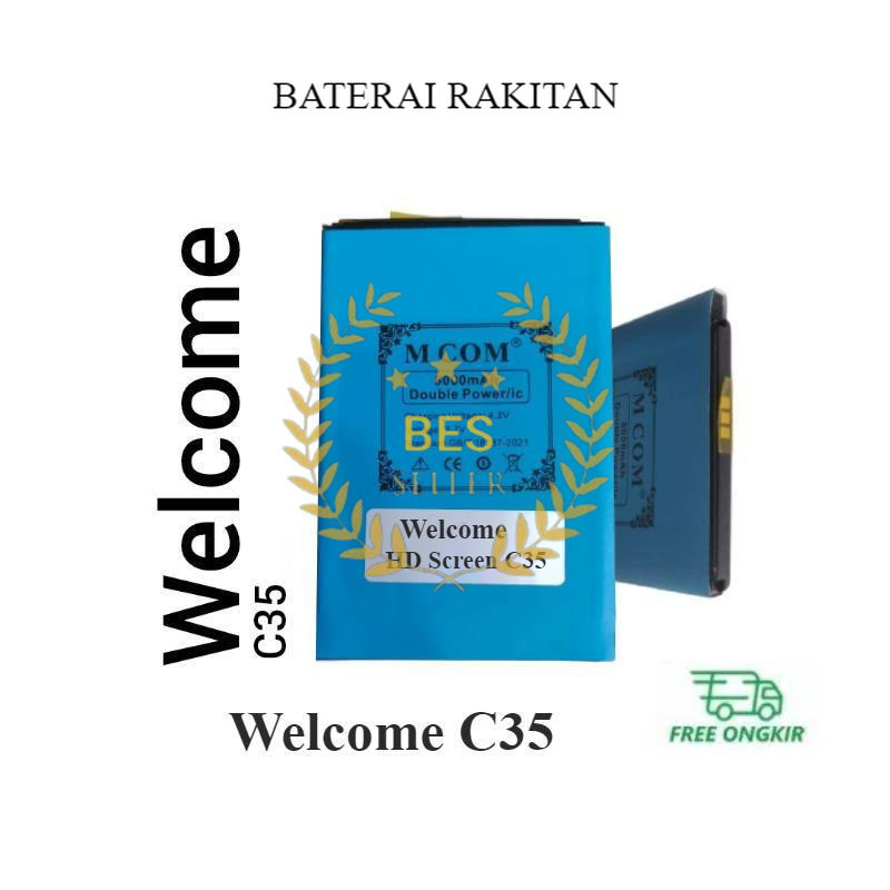 Baterai MCOM for HD Screen Welcome C35 Double Power 5000mAh batere batre batrai battery