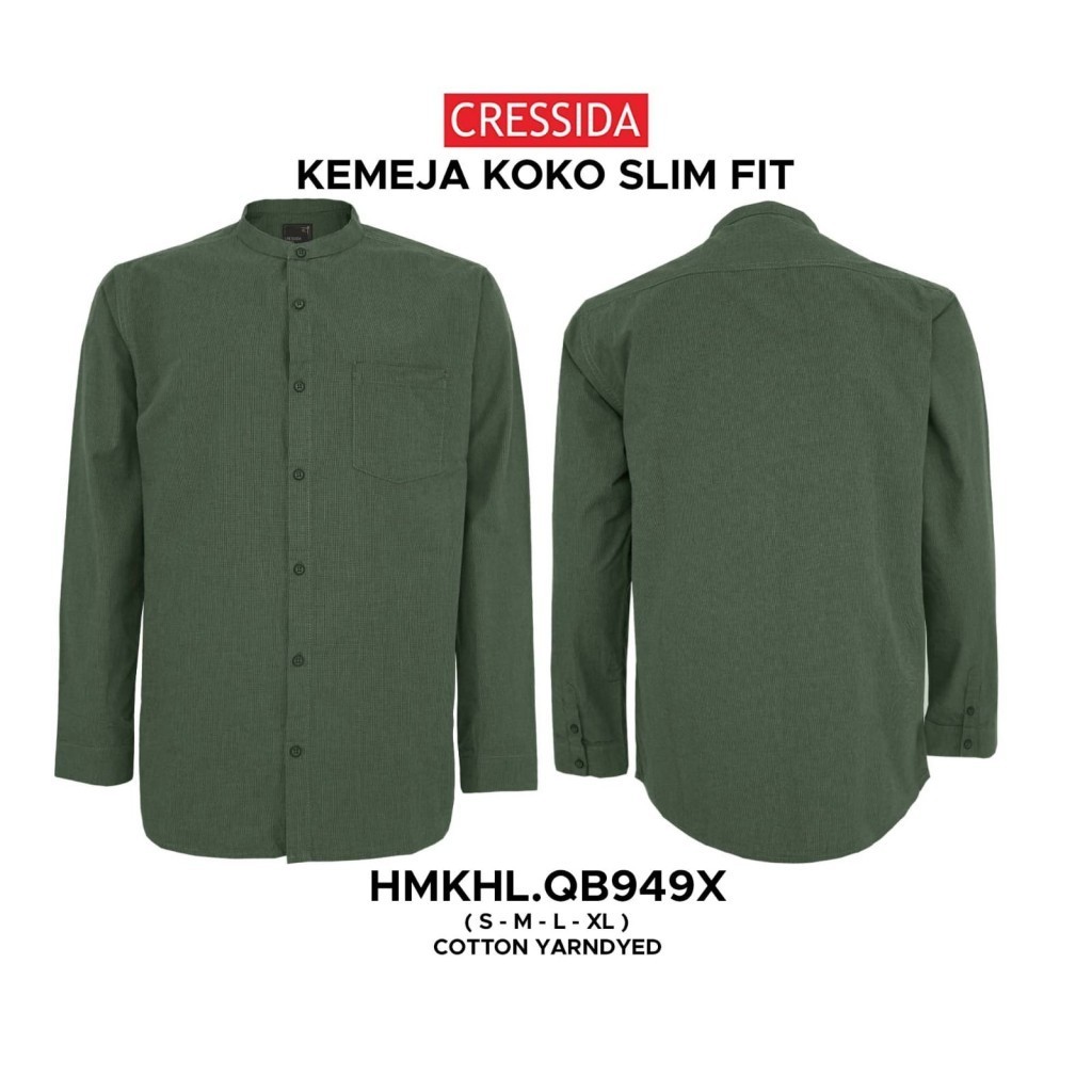 CRESSIDA Koko Lengan Panjang Katun Pria Slim Fit Original QB949X