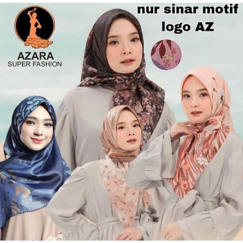 AZARA Nur SInar Metal Logo Glitter Jilbab Segi Empat Motif AZ LC 110 X 110 CM Hijab Kerudung Square