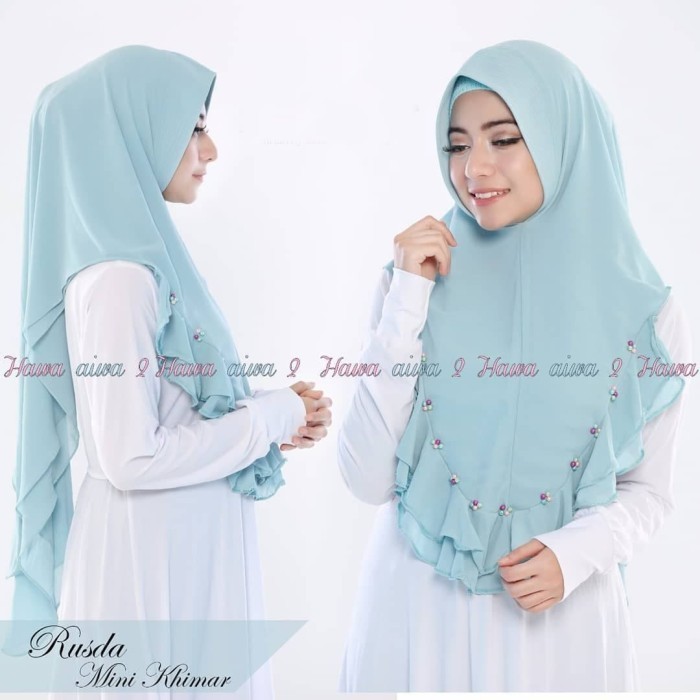 JILBAB INSTAN KHIMAR SYARI RUSDA BLUE / KHIMAR DOUBLE LAYER / BERGO - Putih