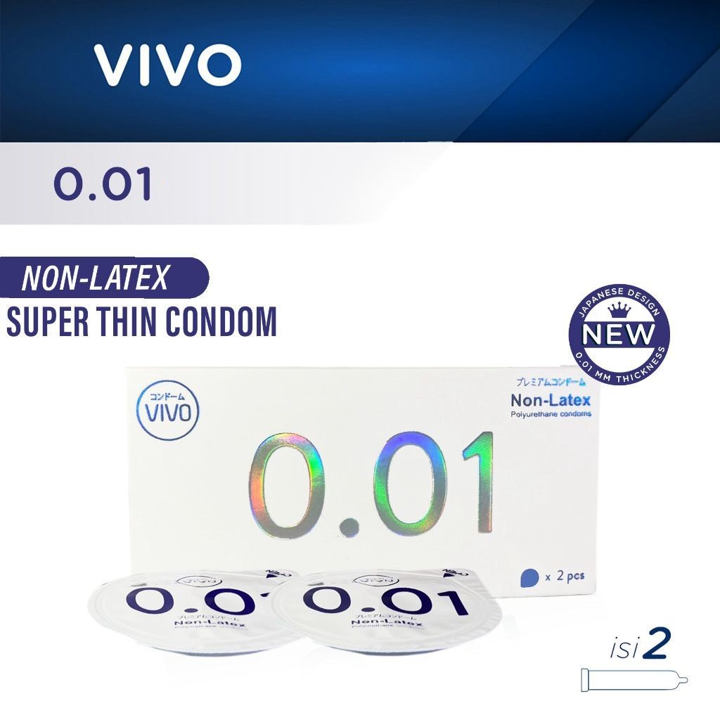 Tokofinaaaa Vivo Kondom Extra Tipis 0,01 Mm -Kondom Super Tipis Vivo 0.01 Kemasan 2 Pcs