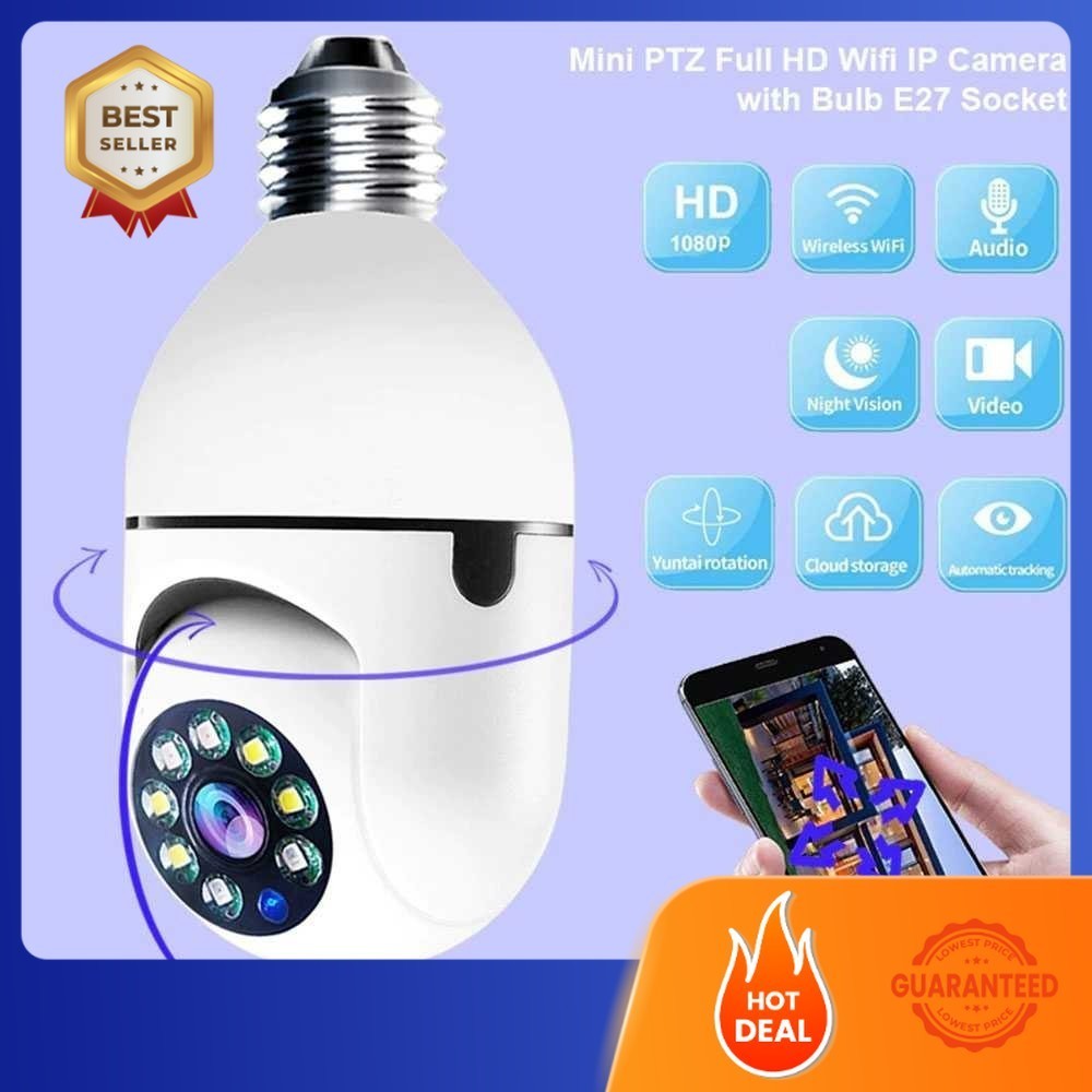 DCJ SHOP Yunyi CCTV IP Camera 1080P E27 Wireless Dual Light IR Sensor - YY012