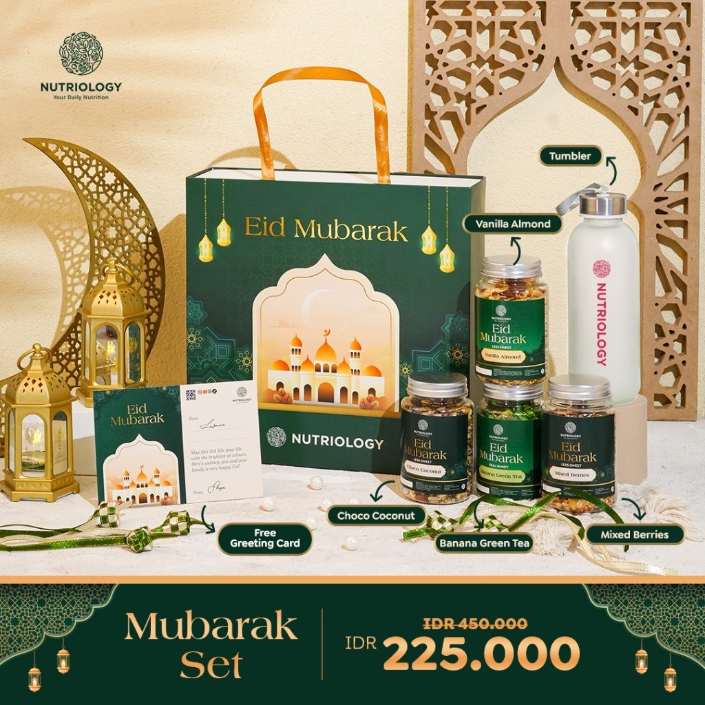 

DISKON Parcel Bingkisan Parsel Gift Hamper Hadiah Lebaran Idul Fitri Granola Nutriology Mubarak Set