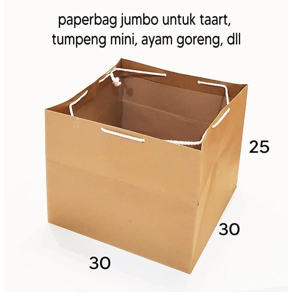 

paper bag polos 30x30x25 paperbag kraft XL tas kertas dus nasi kue box