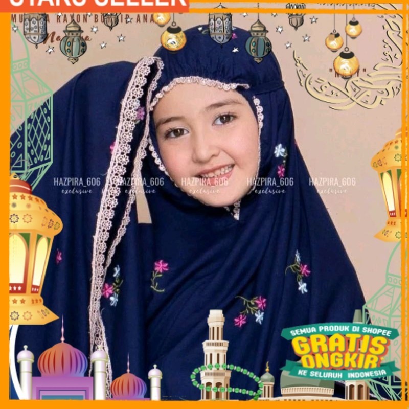 MUKENA RAYON NADIRA BORDIR ANAK/ Pink Dusty Fanta Merah muda