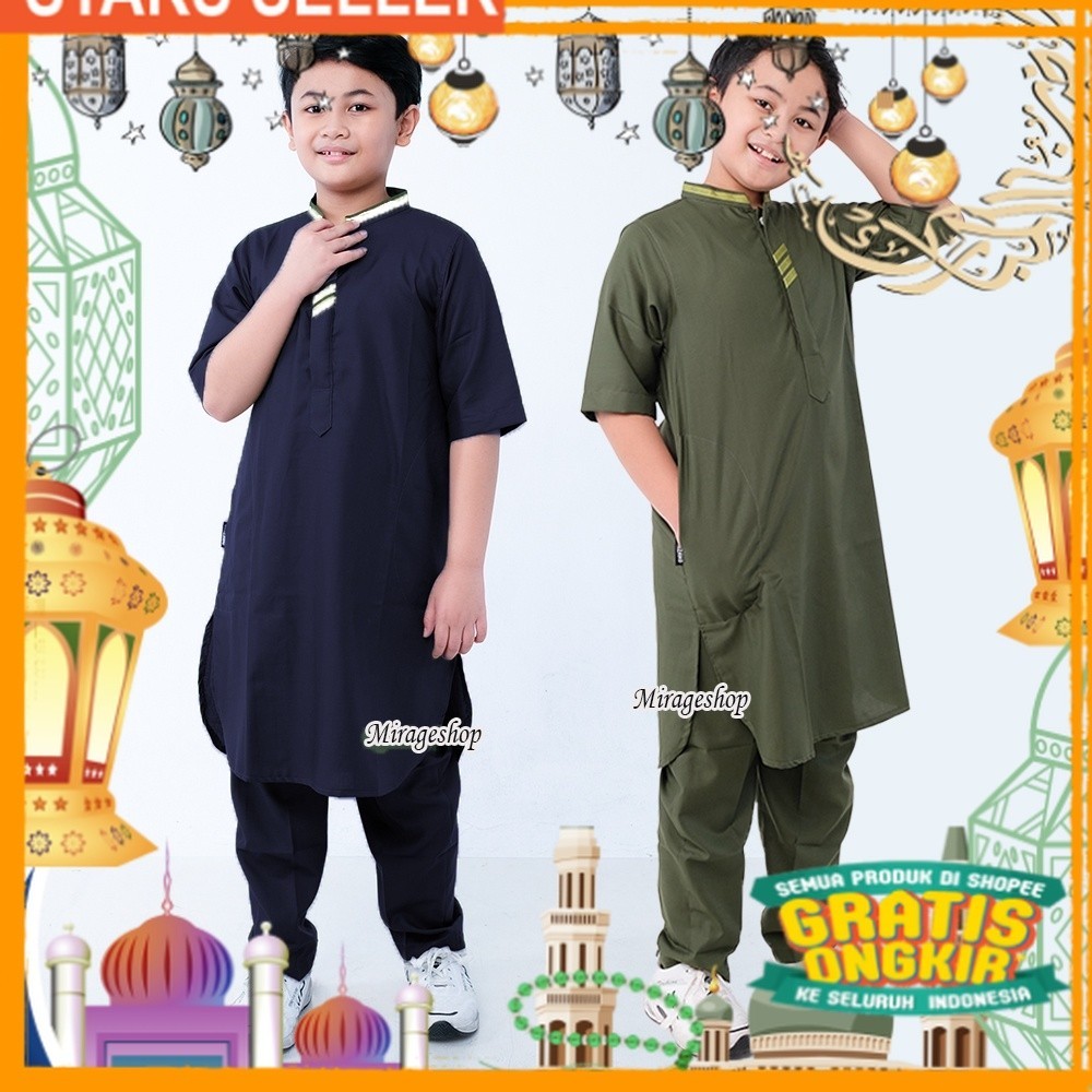 Baju Muslim Koko Anak Laki-Laki Model Gamis Anak Cowok Usia 1-14 Tahun/ Pink Dusty Fanta Merah muda
