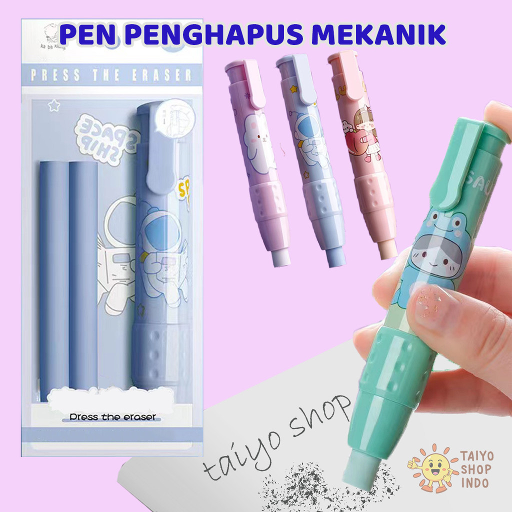 

TAIYO Pen Penghapus Mekanik Motif Kartun Mechanical Eraser Alat Tulis Sekolah Lucu