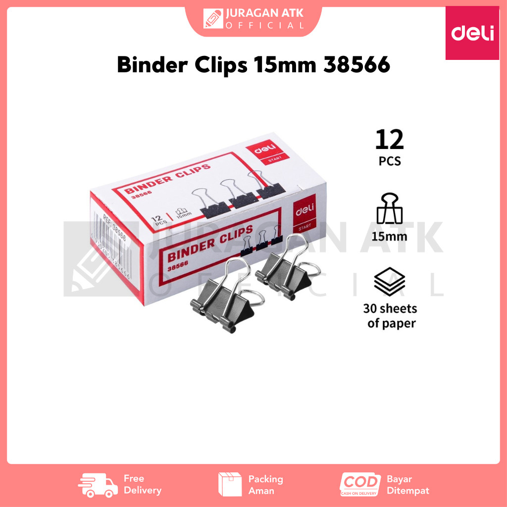 

Binder Clips Deli 15mm Kecil 38566 (1 Box Isi 12pcs)