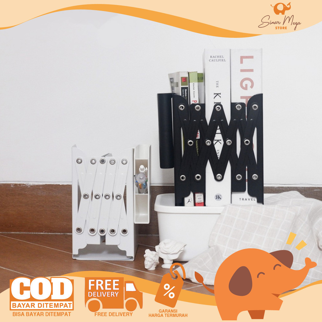 

PNM Storytime Adjustable Bookends with Pen Holder Penyangga Buku Lipat Besi Kokoh