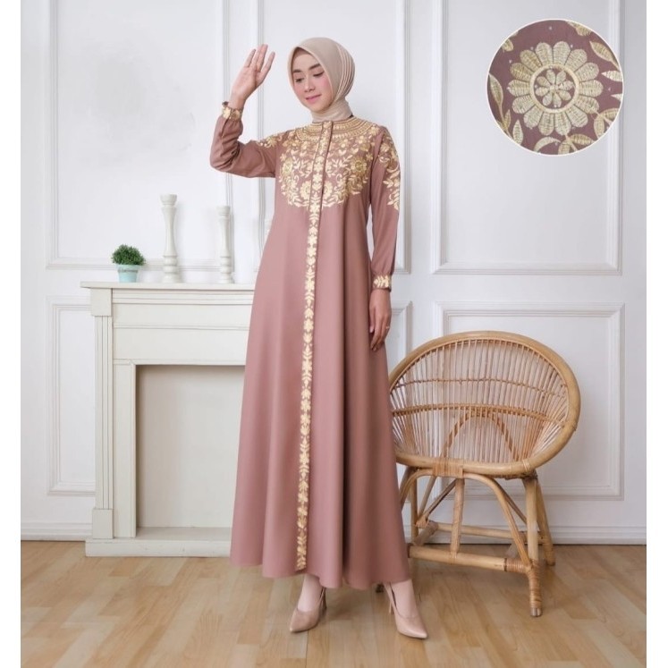 *BEST SELLER*- GAMIS MADINA ANDINI BAHAN KATUN TOYOBO PEREMIUM KOMBINASI BORDIR - Coksu, M