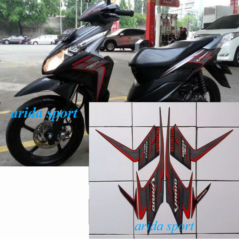 Stiker striping motor vario karbu techno 110 cw 2010 full hitam