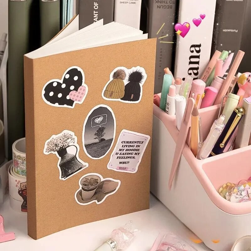 

A5 Blank Notebook High Aesthetic Value Student Leather Paper Cover Diy Business Office Style Horizontal Line Inner Pages