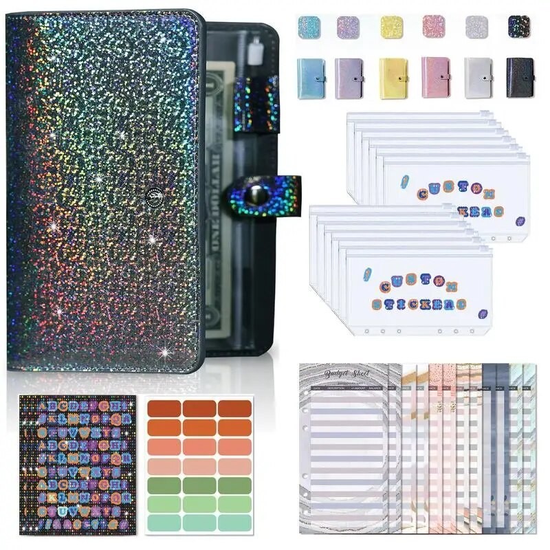 

A6 Binder Cover PVC Notebook Cash Envelopes Set Stylish Budget Binder with Binder Pockets Planner Paper Cover