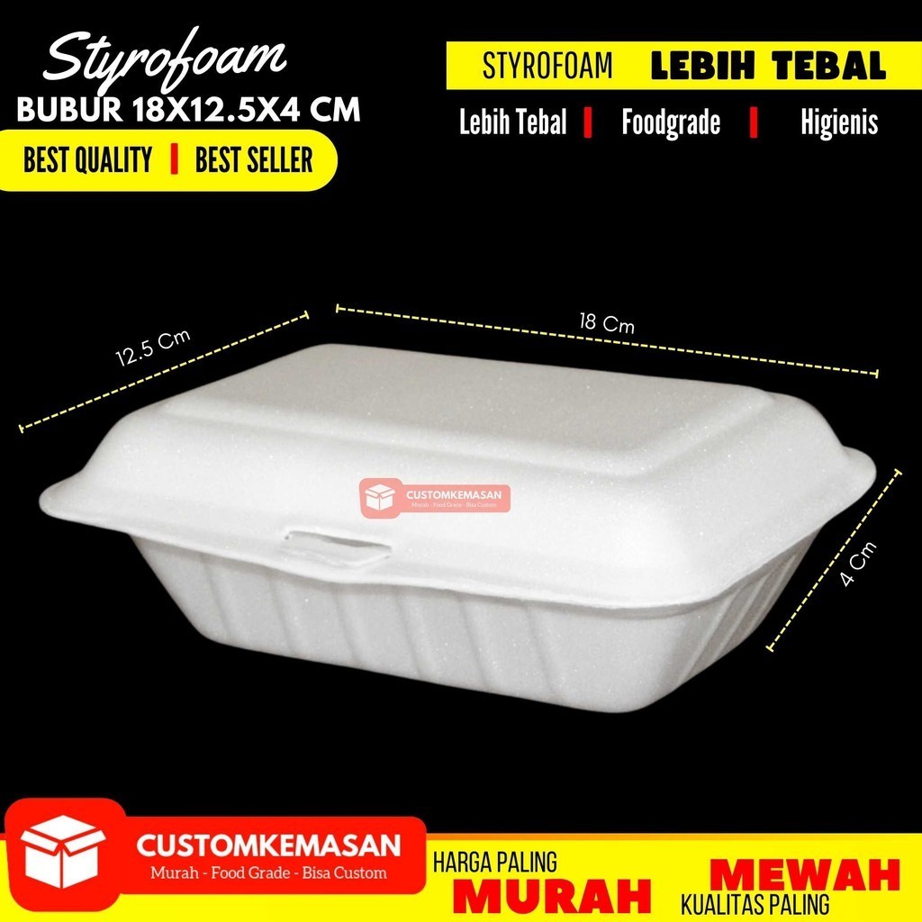 Styrofoam Bubur / Styrofoam 18x12.5x4 Cm / Sterofoam Makanan / Styrofoam Box Makanan / Sterofoam Box