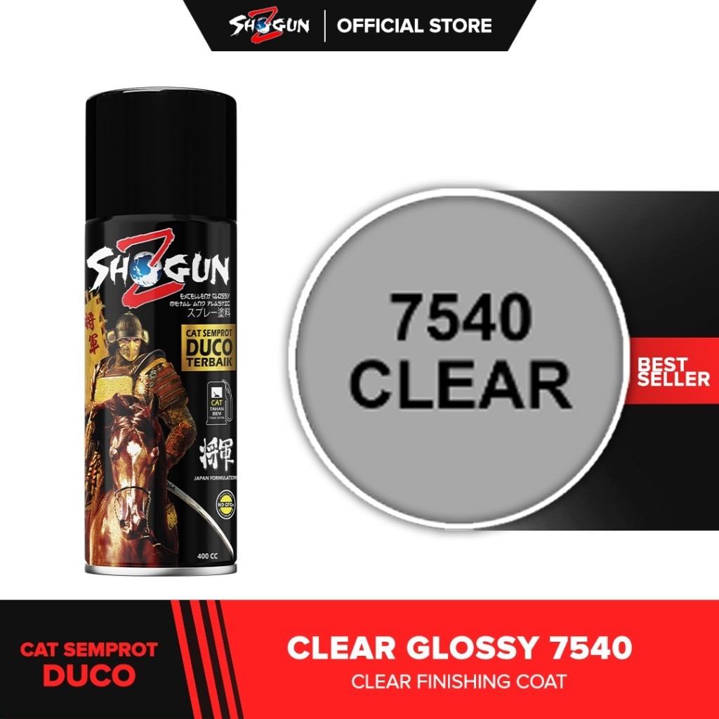 

Shogun Z Clear Gloss 7540 - Cat Semprot Pernis Transparan Vernish Glossy Mengkilap untuk body motor dan mobil samurai diton 400 ml bisa untuk aneka macam velg