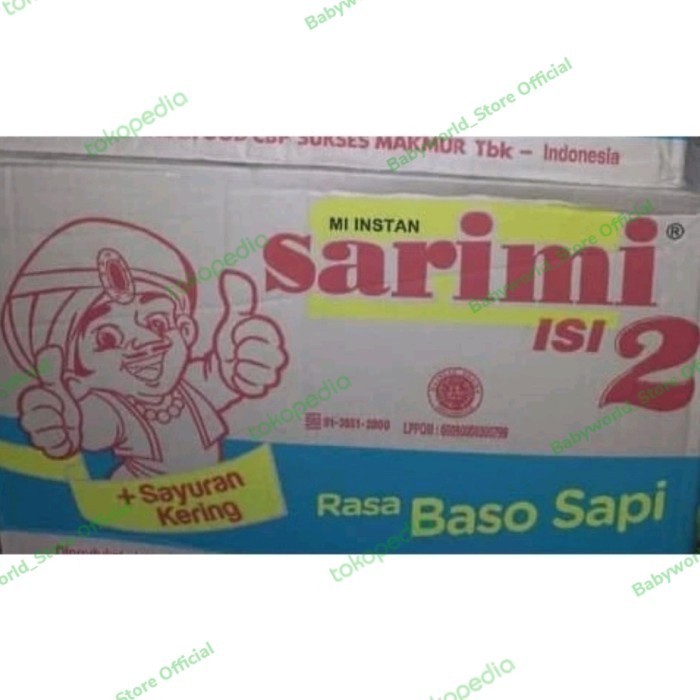 

e Mi Instan SARIMI isi 2 mie kuah rasa BASO SAPI ( 1 dus isi 24 pcs )