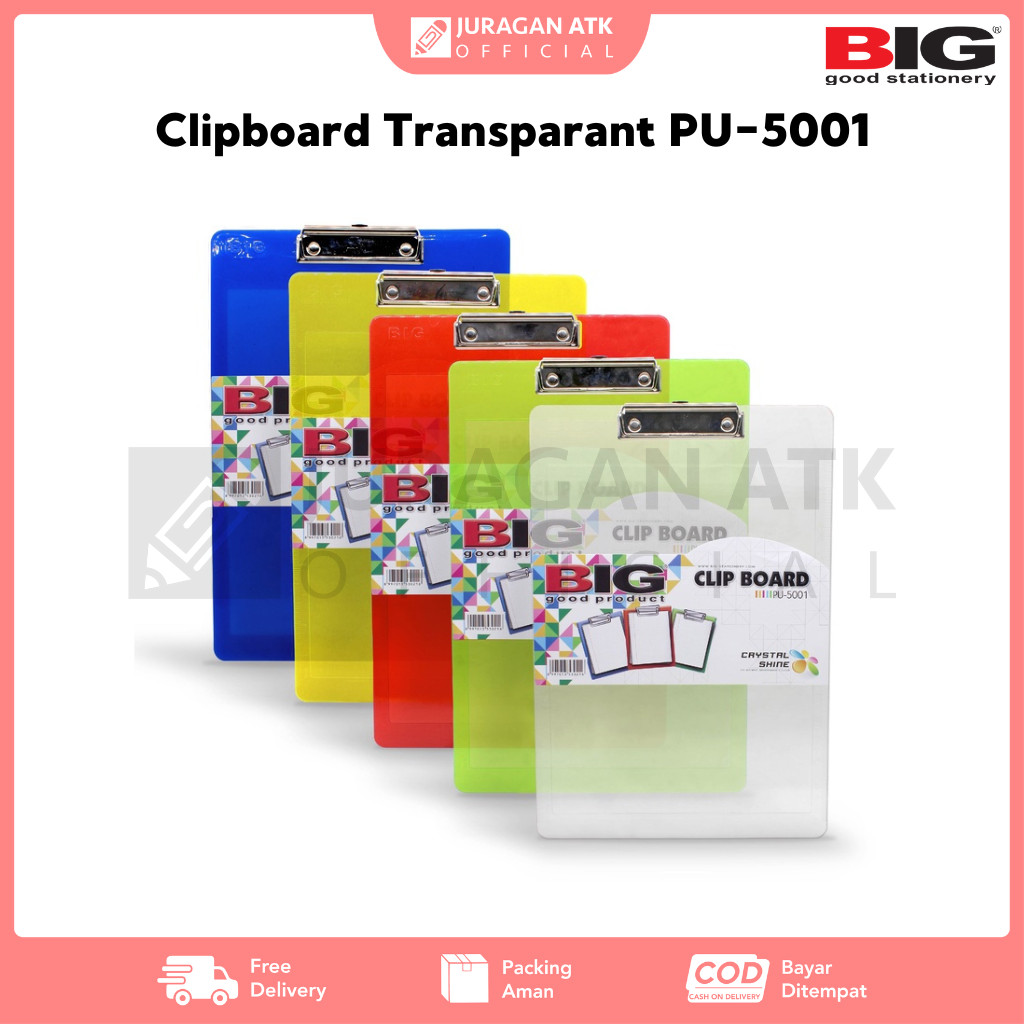 

Clipboard Transparant BIG PU-5001 Papan Klip Transparan PU-5001