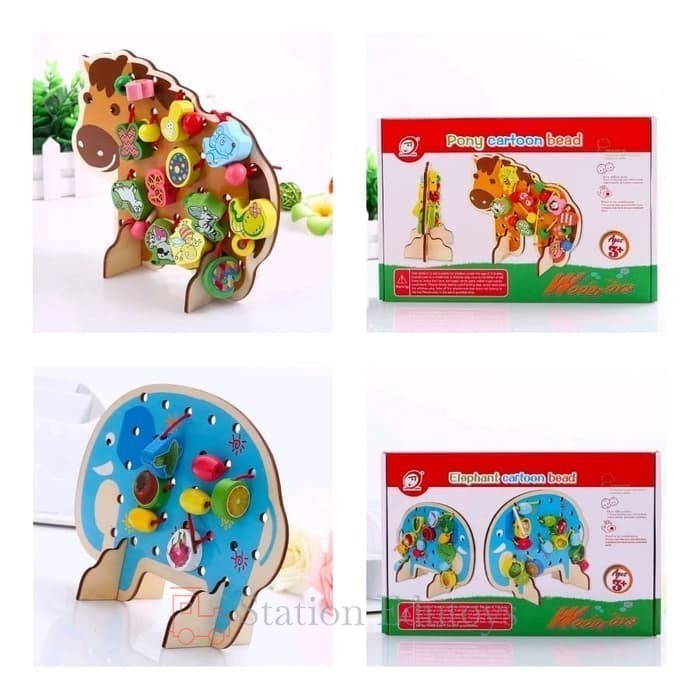 [sta] Mainan Anak Meronce/Merangkai Manik manik PONY/ELEPHANT CARTOON BEADS Mainan Anak Anak Laki La