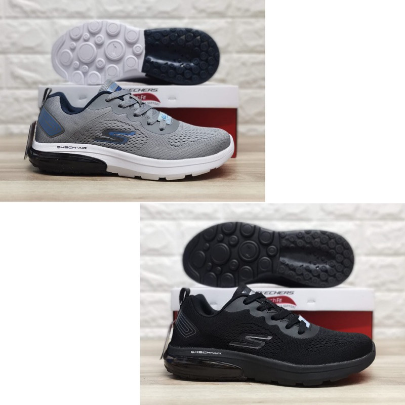 SEPATU SKECHERS SKECH-AR PRIA (SIZE 39-45) FREE KAOS KAKI/Hijau lumut sage jotol ijo Hitam