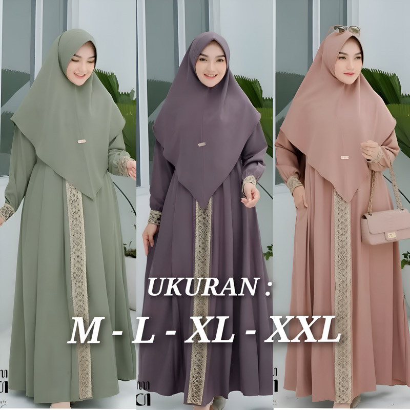 KANAYA SYARI GAMIS SYARI UKURAN M - L - XL - XXL JUMBO BUSUI PLUS KHIMAR SET MURAH DRESS POLOS TERBA