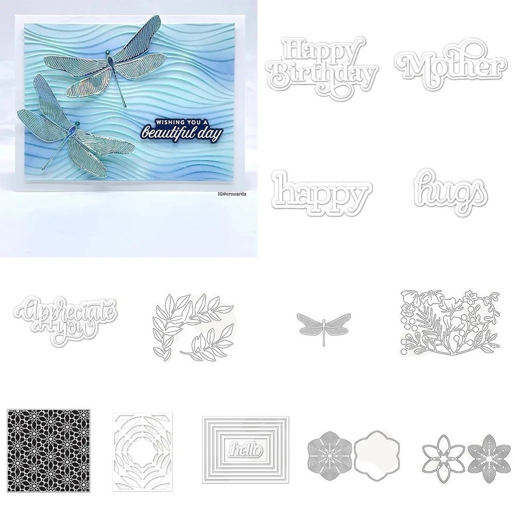 

Mother Happy Birthday Clear Stamps Metal Cutting Dies Scrapbooking Decora Emboss Photo Album Greeting Card Making DIY Handcraft