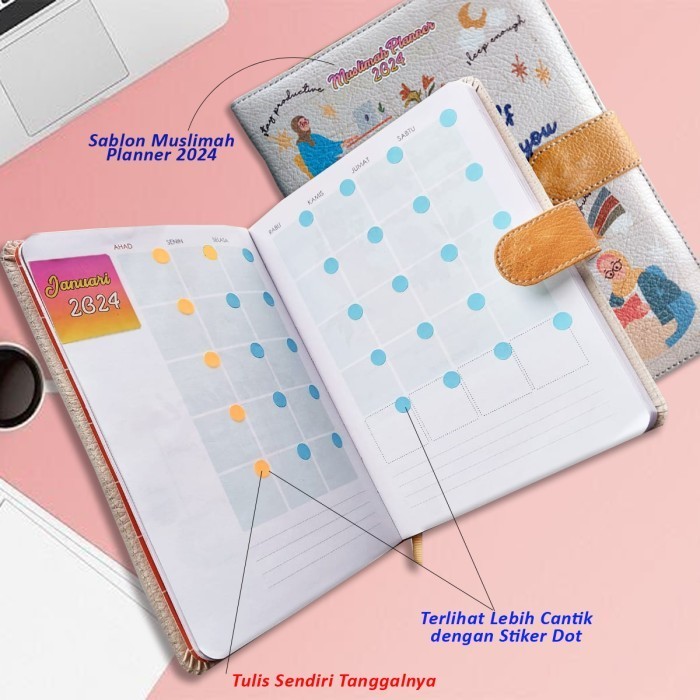 

Buku Agenda Muslimah Planner 2024 + Diary, Zikir, Kalender, Box |Ziyad - Buku Planner aj