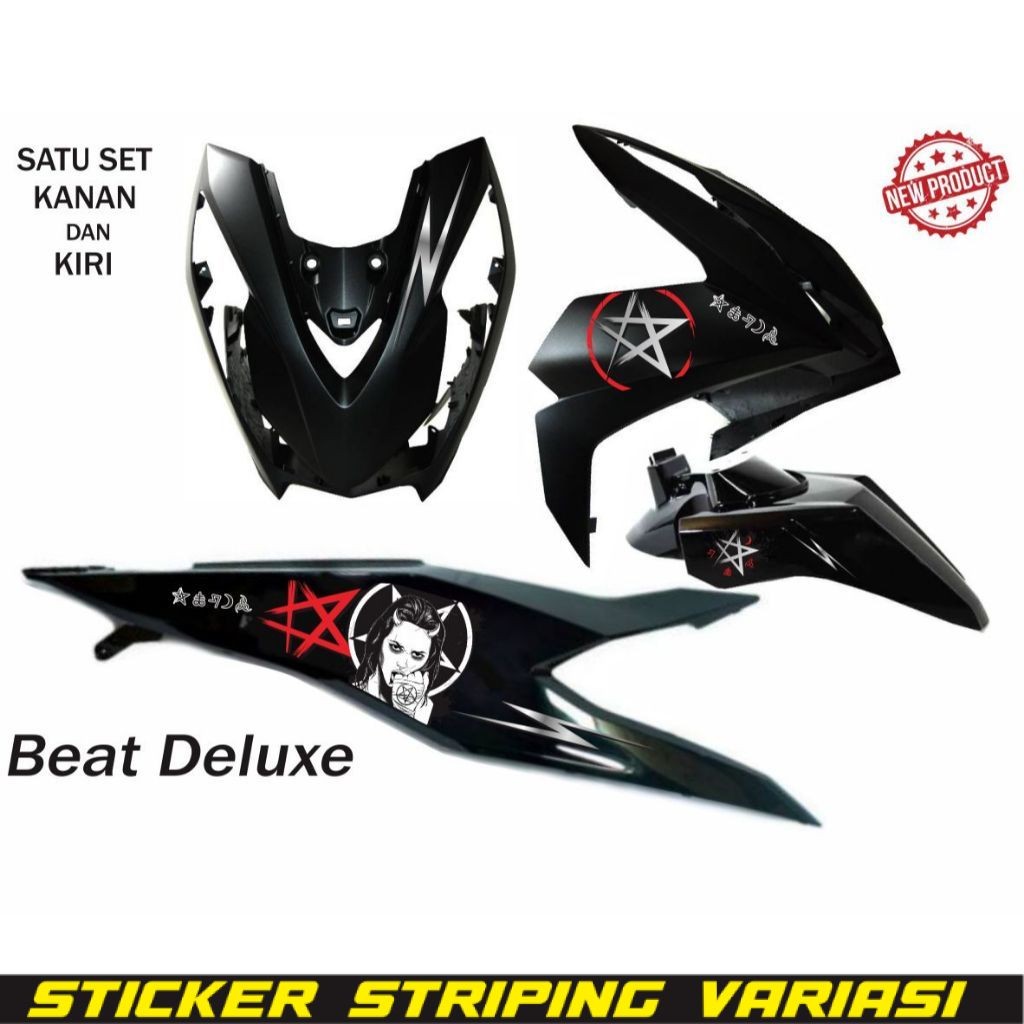 STRIPING STIKER Beat Deluxe Satu Set Kanan dan Kiri MOTIF KEREN STRIPING MOTOR