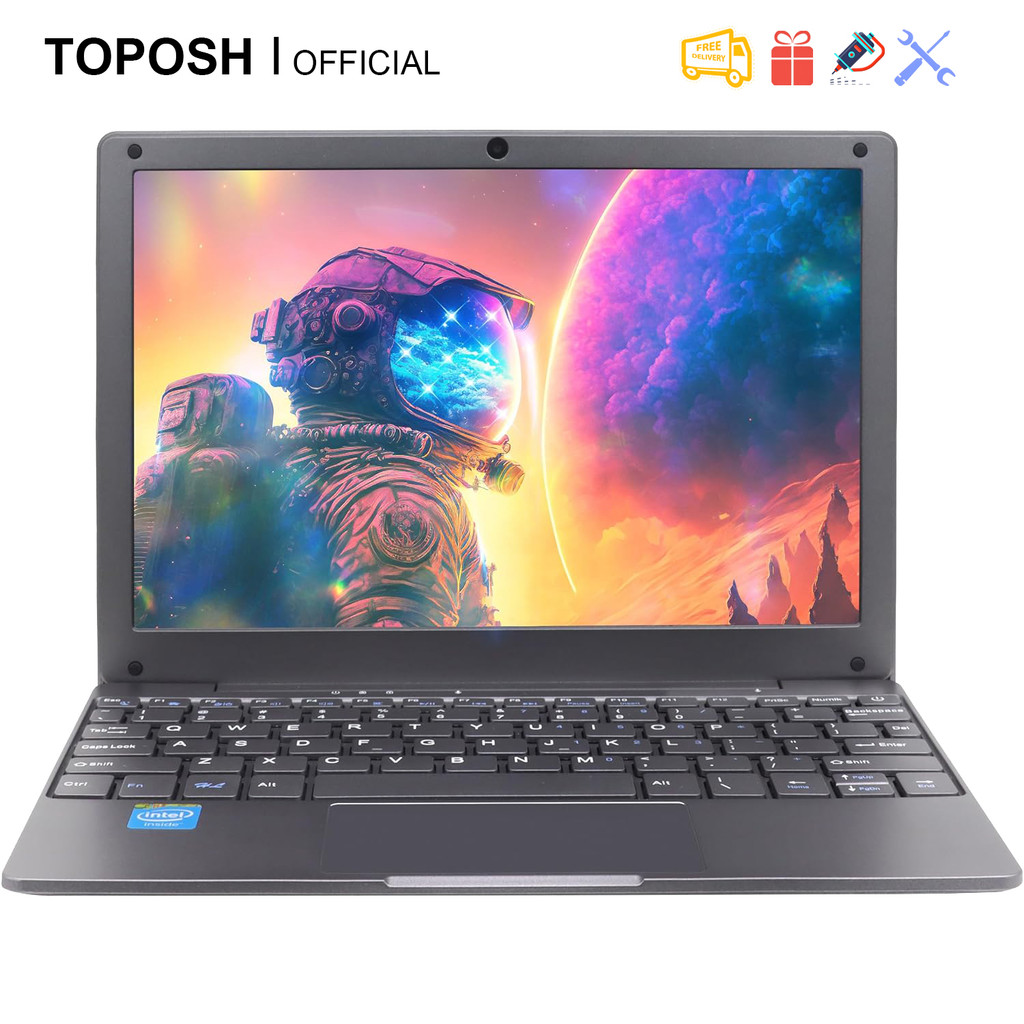 TOPOSH 10.1-inch Mini Laptop Celeron J4125 Quad Core 12G RAM 512GB SSD Easy to Carry Windows11 Offic