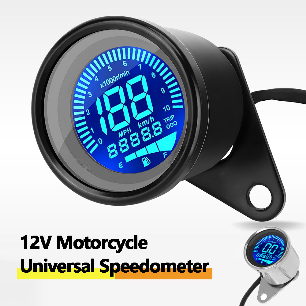 Universal Motorcycle Speedometer LCD Digital Odometer 199kmh/mph Hour Meter Tachometer for Honda Yam