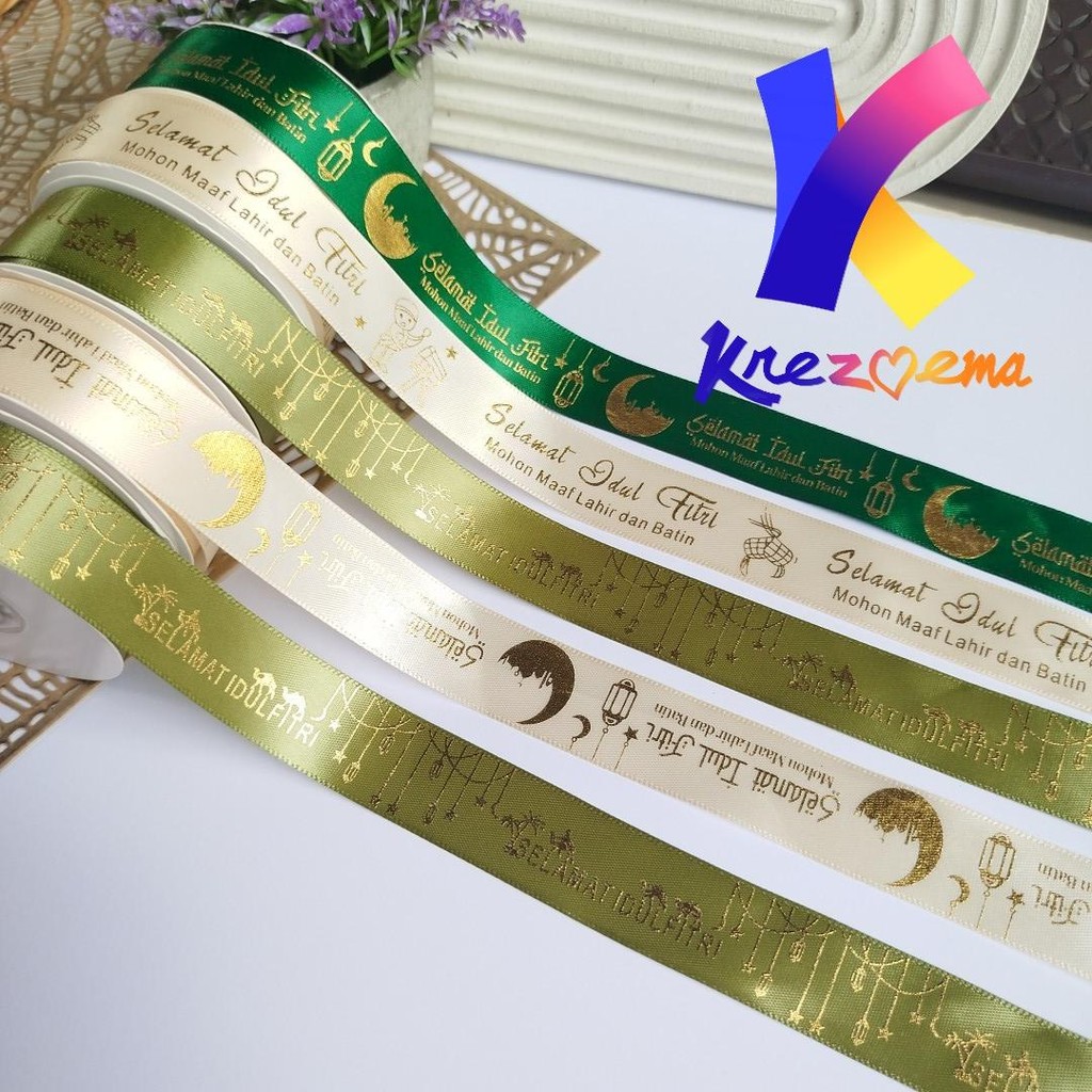 

Pita Idul fitri sablon emas timbul pita hampers lebaran 2,5cm