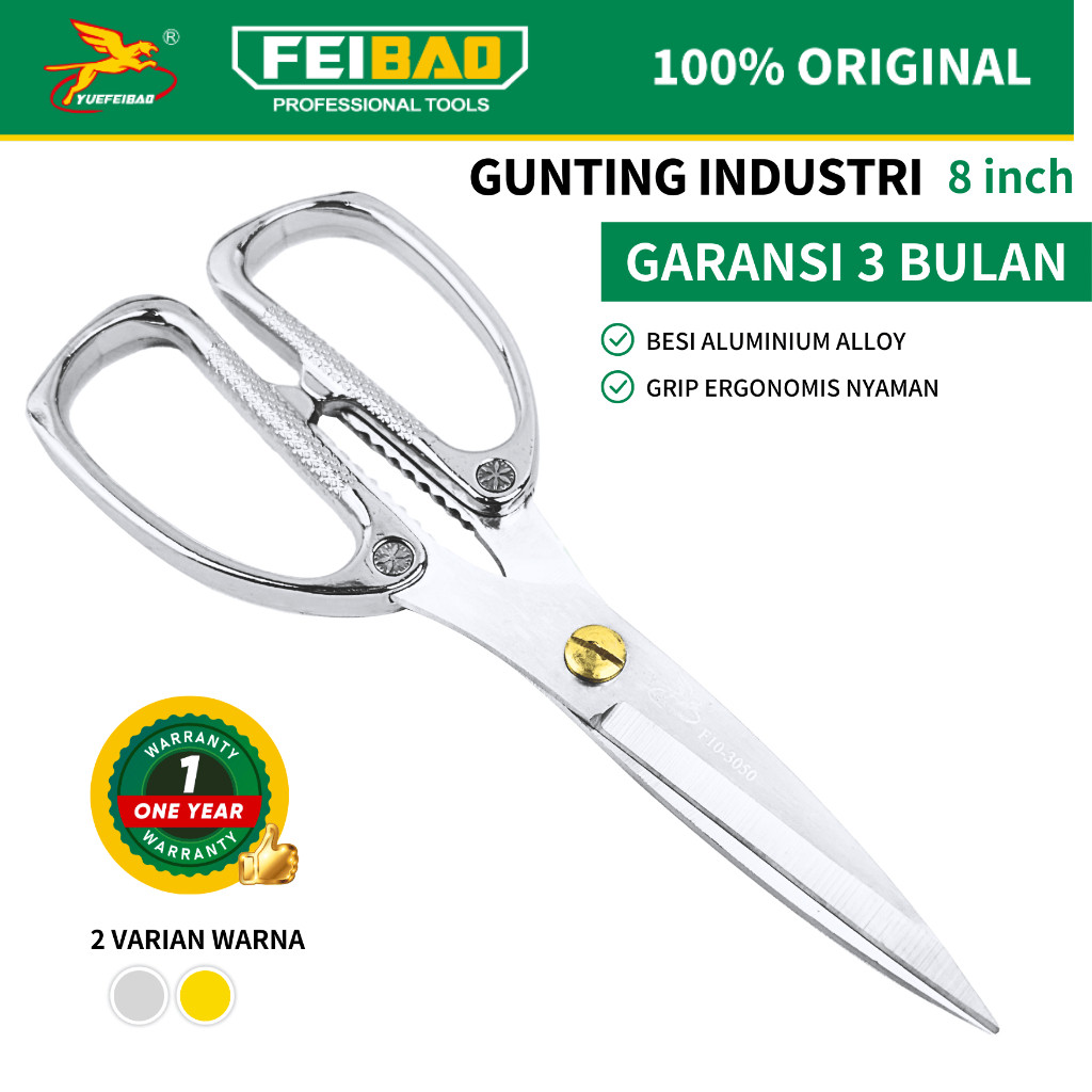 

Feibao Gunting Industri Stainless 8 Inch / Heavy Duty Scissor 200mm / Gunting Multifungsi / F10-3050