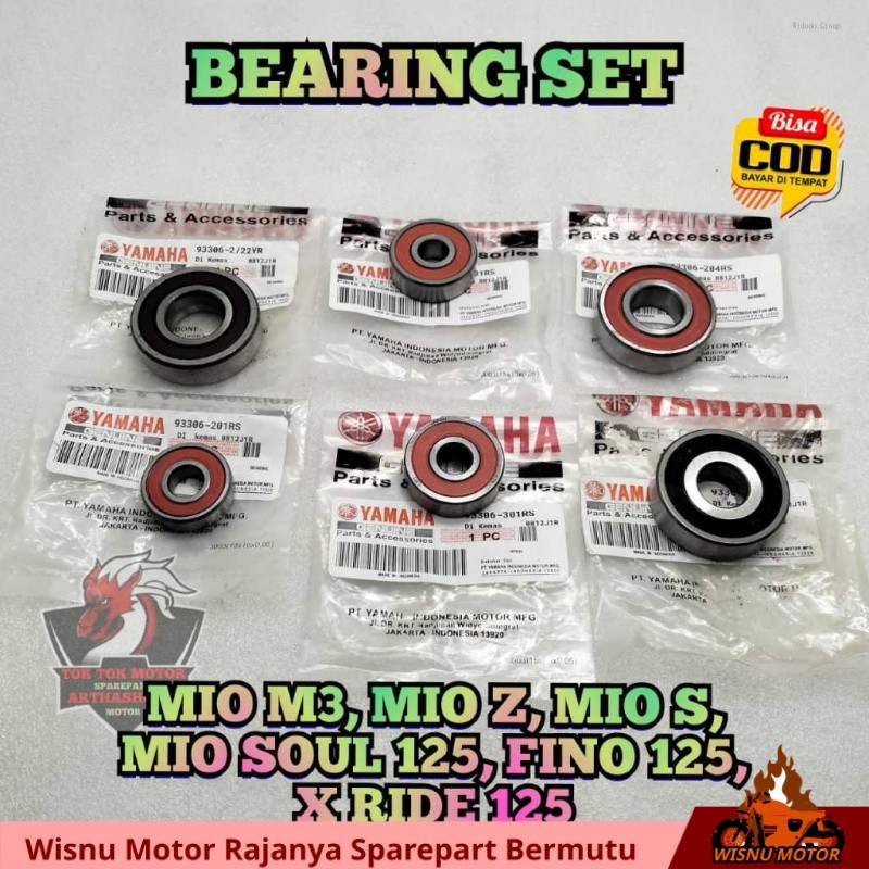 PAKET BEARING Rasio 2ph set 6 pcs UNTUK MOTOR MIO M3 , MIO Z , MIO S , MIO SOUL Gt 125 , FINO Fi Inj