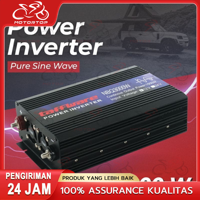 [COD]Taffware Inverter PSW 3000 watt / Pure Sine Wave Car Power Inverter DC 12V to AC 220V 3000W - S