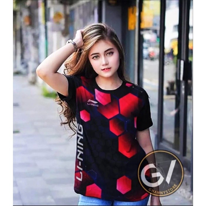 KAOS OLAHRAGA WANITA KAOS VOLLY WANITA BAJU VOLLY BAJU BADMINTON BAJU TRAINING PRINTING SIZELXL