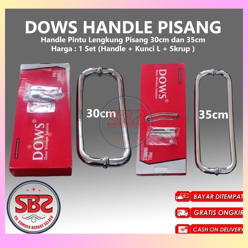 DOWS Handle Lengkung Handle Pisang Tarikan Pintu Kupu Tarung - Handle Pintu Lengkung Pisang 30cm dan