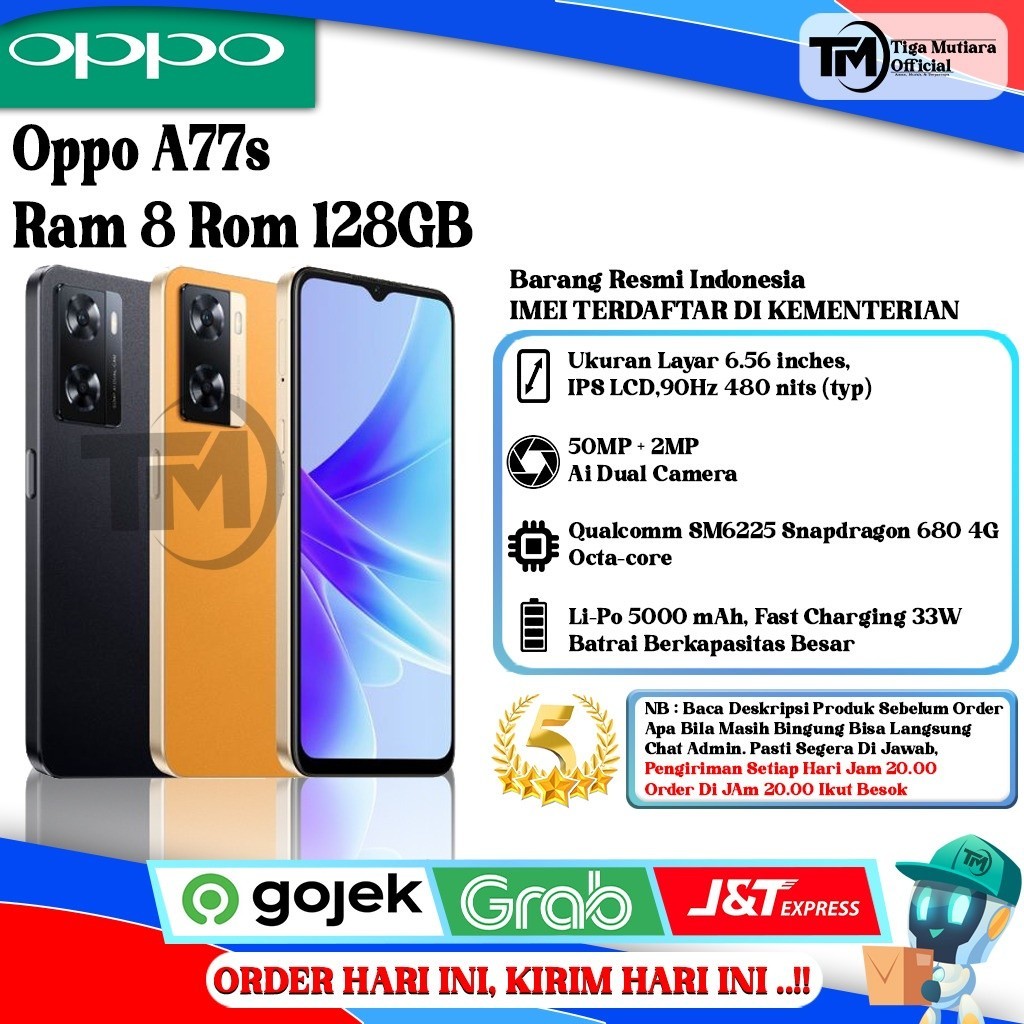 Oppo A77s Ram 8 Rom 128GB Segel Original & Bergaransi Resmi