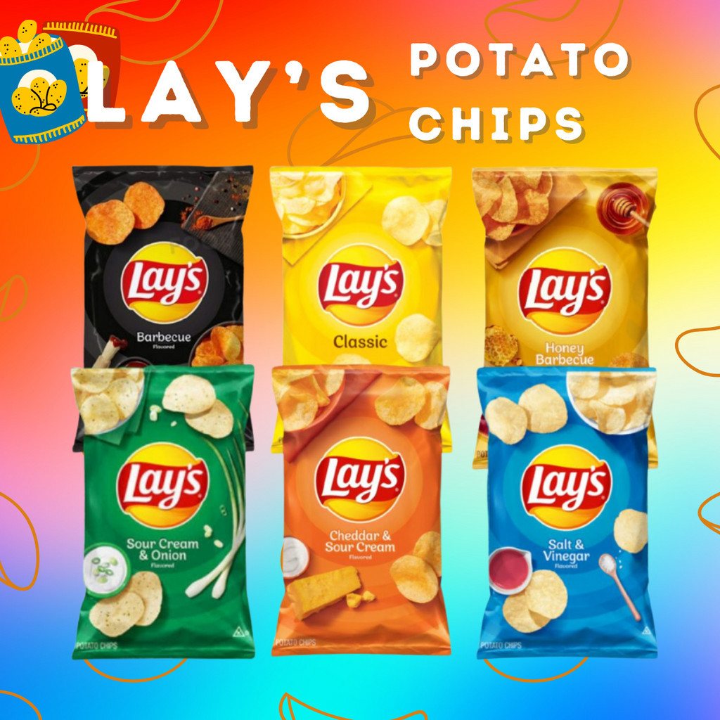 

Lay's Potato Chips Keripik Kentang Crispy Aneka Rasa Cheddar Cheese BBQ Salt Vinegar Import 1 Pcs Food Cemilan