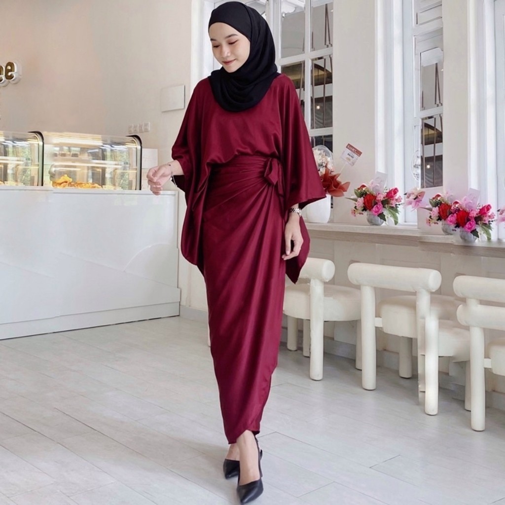 Setelan Dress Kondangan Lebaran Dress ALEENA - Padaka Attire - (blouse + rok lilit) Baju pesta konda