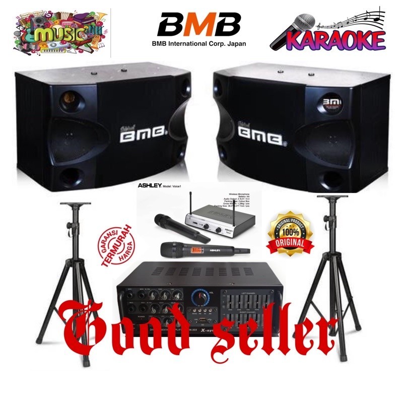 TERLARIS PAKET SPEAKER SOUND SYSTEM BMB SIAP PAKAI BONUS STAND SPEAKER