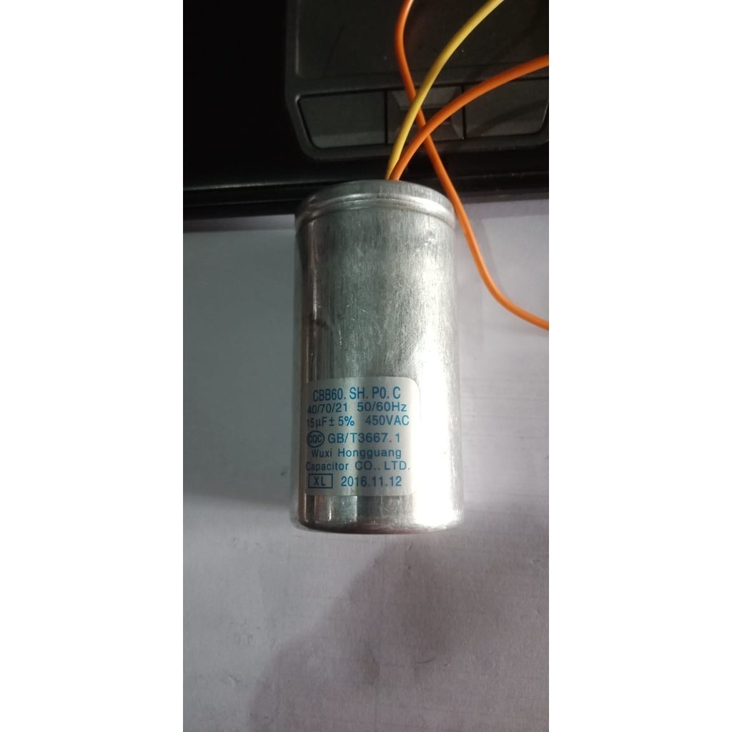 ORIGINAL SANYO AQUA JAPAN CAPASITOR 15 UF 450 VAC MESIN CUCI TOP LOAD 1 TABUNG